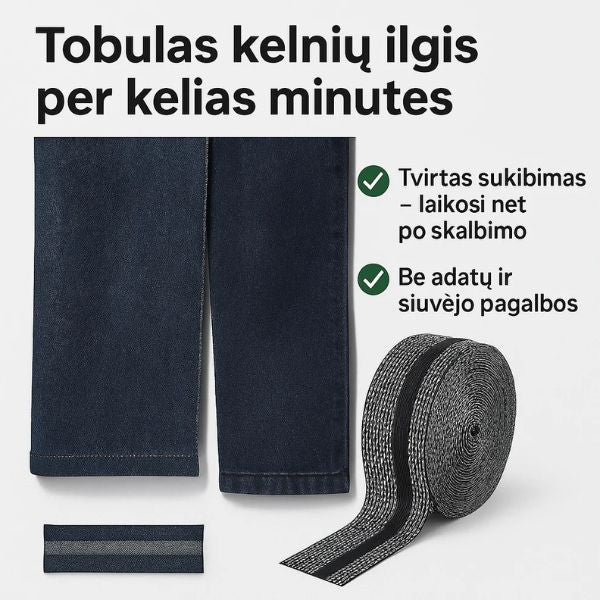 Kelnių trumpinimo juosta – idealus trumpinimas be siuvėjo pagalbos