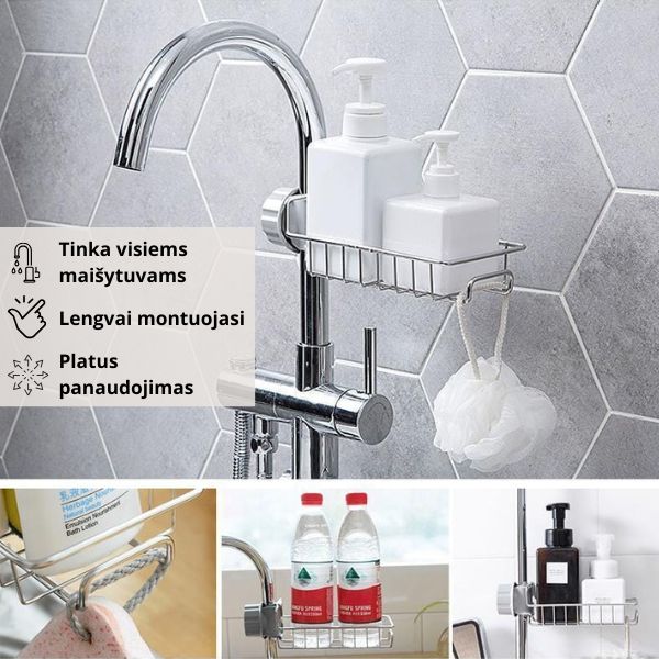 Praktiškas ir universalus laikiklis, kuris tinka visiems maišytuvams