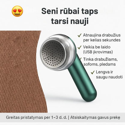 Elektrinis pūkelių valytuvas – drabužiai kaip nauji be pūkelių ir nusidėvėjimo