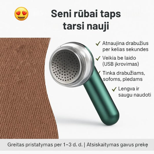 Elektrinis pūkelių valytuvas – drabužiai kaip nauji be pūkelių ir nusidėvėjimo